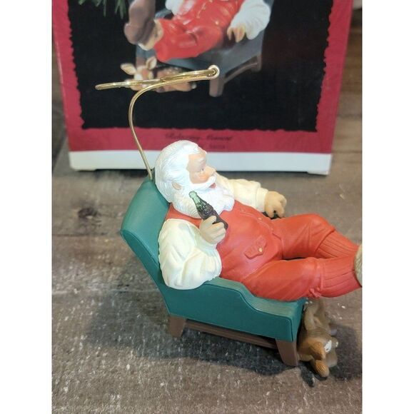 1994 Hallmark Coca Cola relaxing moment ornament Xmas Decor Santa deer - Picture 4 of 5